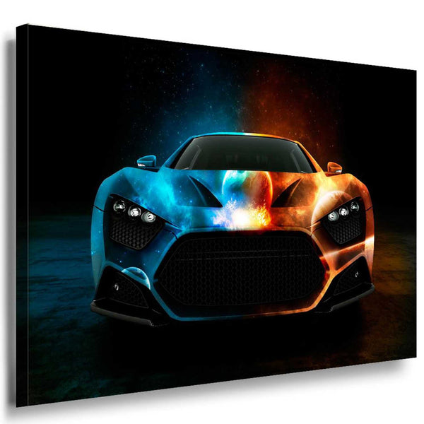Sportwagen Blau Rot Abstrakt Leinwandbild | AK Art Bilder | Auto Kunst Druck