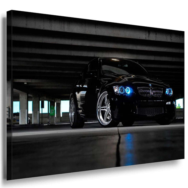 BMW Garage Neon Scheinwerfer Leinwandbild – AK Art Bilder – Auto Kunst