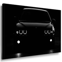 BMW Nacht Leinwandbild – Schwarz-Weiß Auto-Kunst | AK Art Wandbild