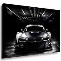 BMW M3 GTR Leinwandbild – Schwarz-Weiß Auto Wandbild XXL – AK Art Bilder Kunstdruck