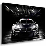 BMW M3 GTR Leinwandbild – Schwarz-Weiß Auto Wandbild XXL – AK Art Bilder Kunstdruck