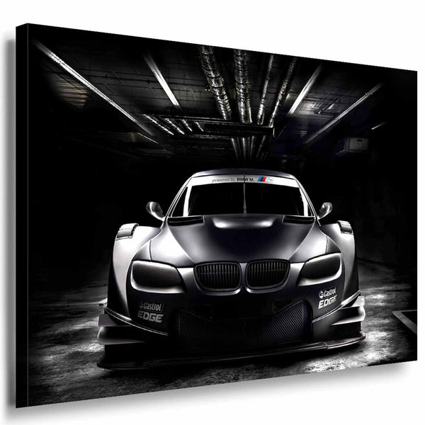BMW M3 GTR Leinwandbild – Schwarz-Weiß Auto Wandbild XXL – AK Art Bilder Kunstdruck