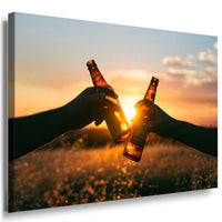 Bier Anstossen Abend Leinwandbild AK Art Bilder Mehrfarbig Kunstdruck Wandbild