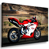 MV Agusta F4 Motorrad Leinwandbild – Italienische Rennlegende in Rot & Weiß | AK ART Wandbild XXL