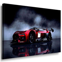 Citroën Rennwagen Schwarz-Weiß Leinwandbild – Futuristisches Auto Wandbild XXL – AK Art Bilder Kunstdruck
