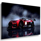 Citroën Rennwagen Schwarz-Weiß Leinwandbild – Futuristisches Auto Wandbild XXL – AK Art Bilder Kunstdruck