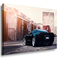 Corvette Leinwandbild im Beton-Style – Breiter C6 Sportwagen | AK Art Auto-Kunstdruck