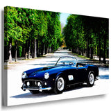 Ferrari 250 GT Spyder Leinwandbild – Klassisches Sportwagen-Wandbild in Blau von AK Art