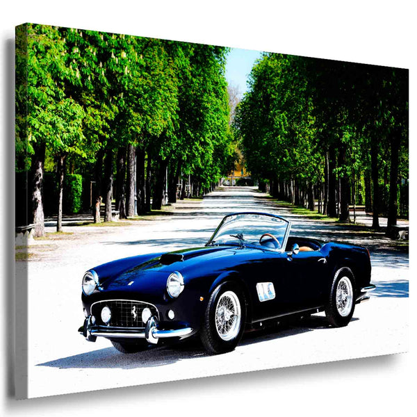 Ferrari 250 GT Spyder Leinwandbild – Klassisches Sportwagen-Wandbild in Blau von AK Art