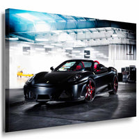 Ferrari F430 Spider Leinwandbild – Schwarzer Sportwagen in der Tiefgarage | AK ART