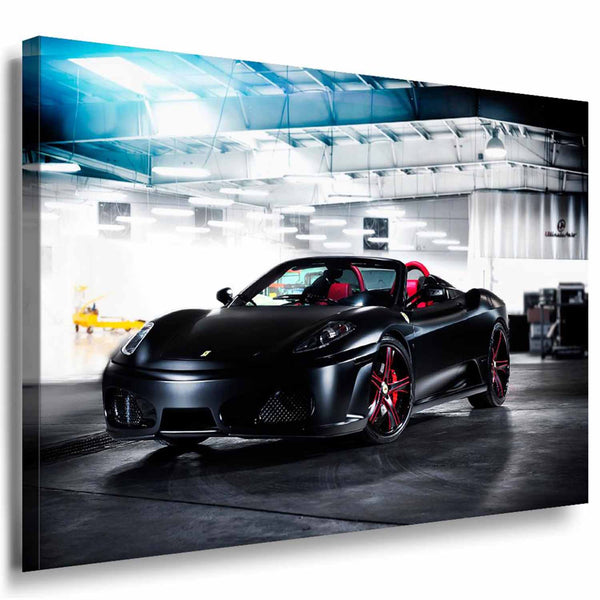 Ferrari F430 Spider Leinwandbild – Schwarzer Sportwagen in der Tiefgarage | AK ART
