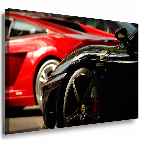 Ferrari Sportwagen Makro Räder Leinwandbild – Detailreiche Auto-Fotografie – AK Art