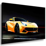 Ferrari F12 Leinwandbild – Gelber Supersportwagen im Studio-Look | AK ART
