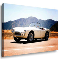 Ford Shelby Cobra 1963 Leinwandbild – Weißer Klassiker auf Bergstraße | AK ART Auto