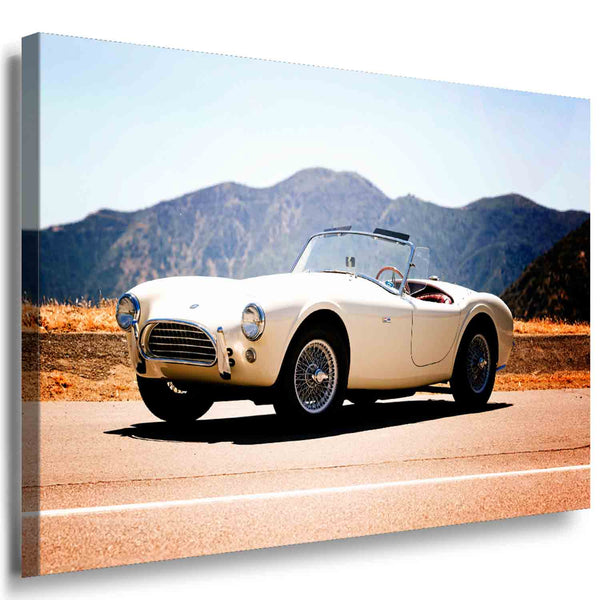 Ford Shelby Cobra 1963 Leinwandbild – Weißer Klassiker auf Bergstraße | AK ART Auto