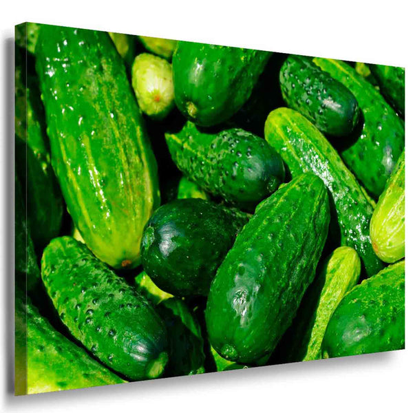 Gurken Grün Leinwandbild AK ART Kunstdruck Mehrfarbig Wandbild Wanddeko TOP XXL
