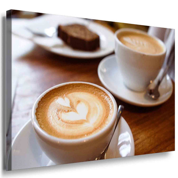 Kaffe Tasse Herz Leinwandbild AK Art Bilder Mehrfarbig Kunstdruck XXL Wandbild