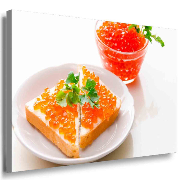 Kaviar Brot Frühstück Leinwandbild AK Art Bilder Mehrfarbig Kunstdruck Wandbild