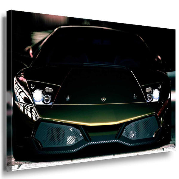 Lamborghini Grün Braun Leinwandbild – Exklusives Auto-Motiv in Schwarz-Gold | AK Art Kunstdruck für stilvolle Räume