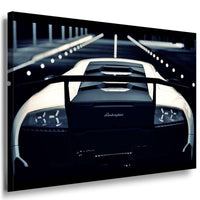 Lamborghini Weiß Sport Leinwandbild – Dynamisches Auto-Motiv in Schwarz-Weiß | AK Art Kunstdruck für moderne Räume