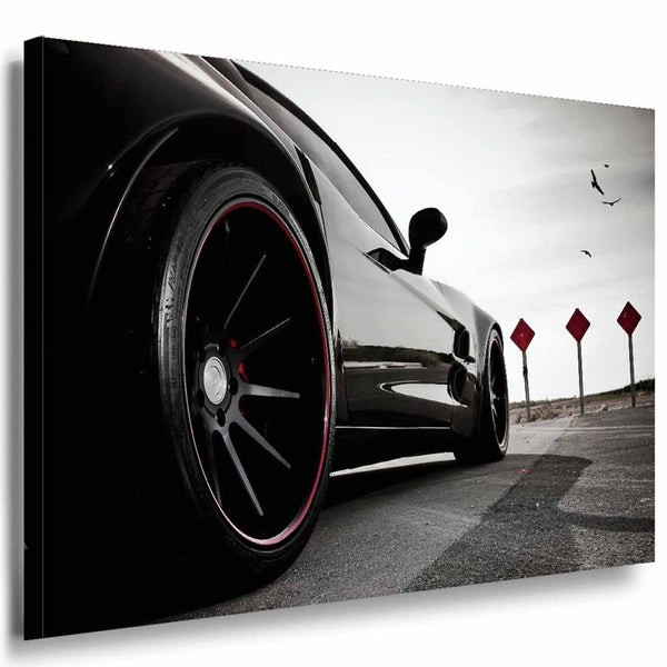 Lamborghini Schwarz Leinwandbild – Elegantes Auto-Motiv in Schwarz und Rot | AK Art Kunstdruck für stilvolle Räume