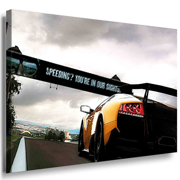Lamborghini Diablo Rennstrecken Leinwandbild – Kraftvoller Supersportwagen in Gelb | AK ART Wandbild XXL