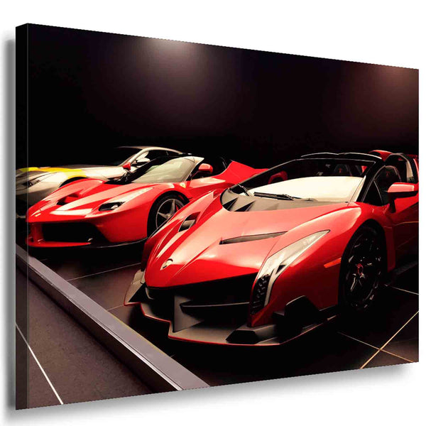 Lamborghini & Ferrari Leinwandbild – Supersportwagen im Galerie-Stil | AK ART Wandbild XXL Auto