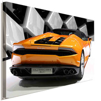 Lamborghini Huracán Spyder Leinwandbild – Orangefarbenes Hypercar als Kunstdruck | AK ART Auto Wandbild XXL