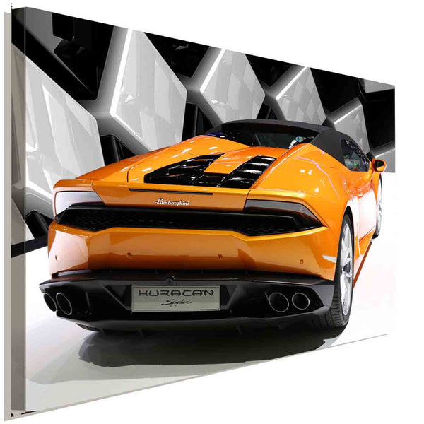 Lamborghini Huracán Spyder Leinwandbild – Orangefarbenes Hypercar als Kunstdruck | AK ART Auto Wandbild XXL