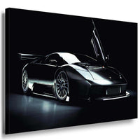 Lamborghini 90er Style Sportwagen Leinwandbild – AK Art Bilder – Schwarz, Mehrfarbig, Auto-Kunstdruck