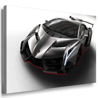 Lamborghini Veneno Silber Sportwagen Leinwandbild / AK Art Bilder / Auto + Kunstdruck
