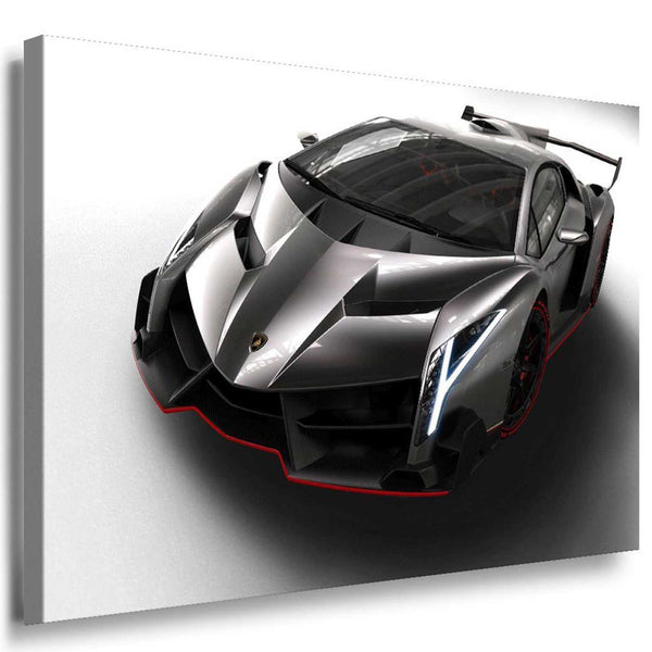 Lamborghini Veneno Silber Sportwagen Leinwandbild / AK Art Bilder / Auto + Kunstdruck