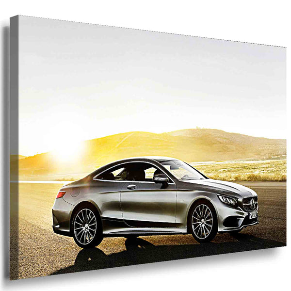 Mercedes S-Klasse Coupe Leinwandbild – Eleganz & Kraft in Silber | AK ART Auto Wandbild XXL