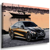 Mercedes-Benz S550 AMG Leinwandbild – Eleganter Luxuswagen am Hafen | AK ART Wandbild