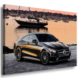 Mercedes-Benz S550 AMG Leinwandbild – Eleganter Luxuswagen am Hafen | AK ART Wandbild