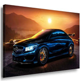 Mercedes Benz Sport Blau Sonne Leinwandbild / AK Art Bilder / Kunstdruck Auto
