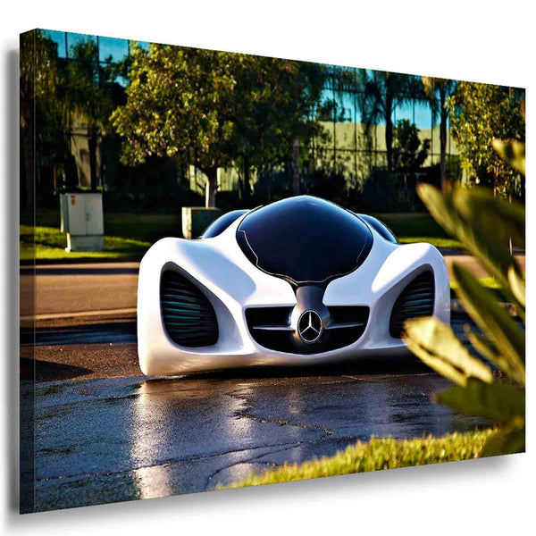 Mercedes-Benz Auto Leinwandbild – Futuristisches Design in Weiß | AK Art Auto Wandbild FAN ART XXL