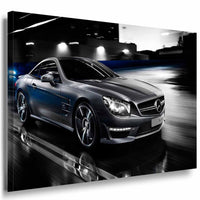 Mercedes SL63 AMG Leinwandbild – Dynamischer Sportwagen bei Nacht | AK Art Auto Wandbild Modern