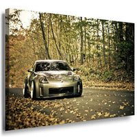 Nissan Wald Herbst Leinwandbild / AK ART / Auto Mehrfarbig.