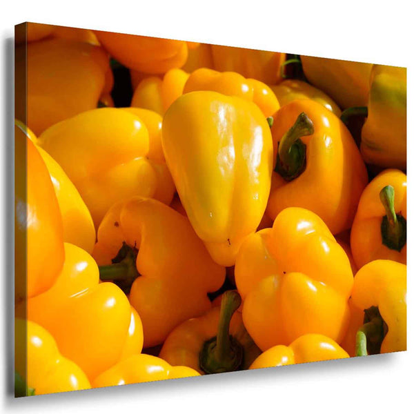 Paprika Gelb Leinwandbild AK ART Kunstdruck Mehrfarbig Wandbild Wanddeko TOP XXL