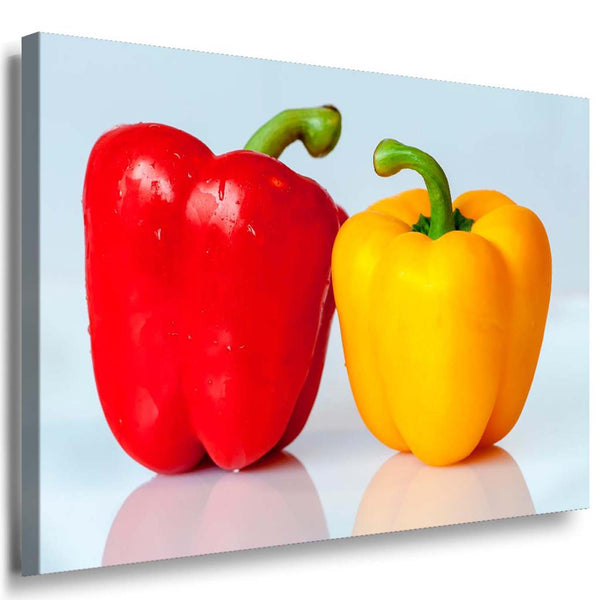 Paprika Gelb Rot Leinwandbild AK Art Bilder Mehrfarbig Kunstdruck Wandbild XXL