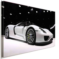 Porsche 918 Spyder Leinwandbild – Weißer Supersportwagen als Wandbild | AK ART Auto Kunstdruck XXL