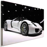 Porsche 918 Spyder Leinwandbild – Weißer Supersportwagen als Wandbild | AK ART Auto Kunstdruck XXL