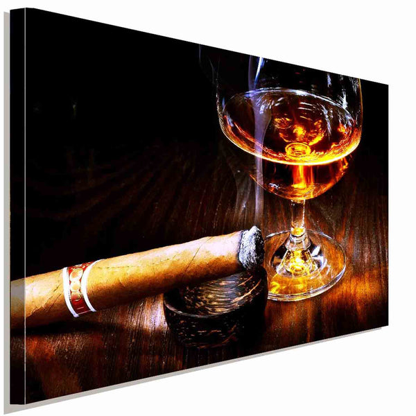 Whisky & Ziggare Leinwandbild AK ART Bilder Mehrfarbig Wandbild