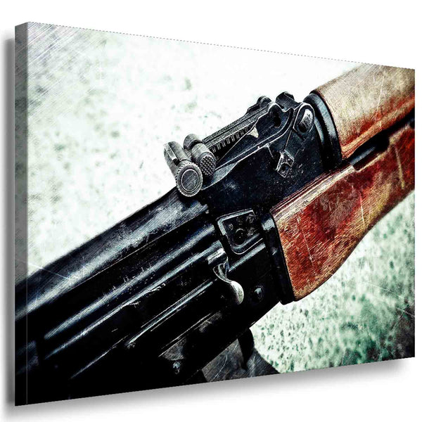 AK-47 im Vintage-Stil – Kraftvolles Urban-Leinwandbild mit Retro-Charakter | AK ART