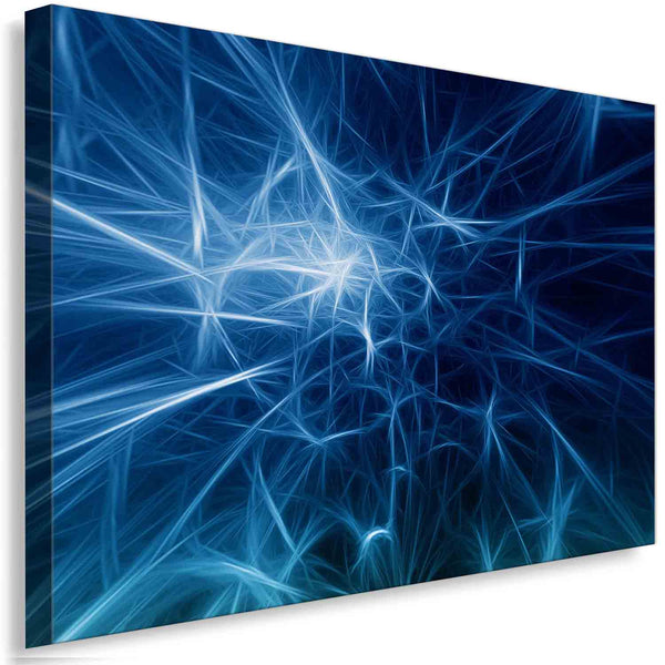 Abstrakt Blaues Licht Leinwandbild – Leuchtende Linien & digitale Tiefe | AK ART Wandbild XXL