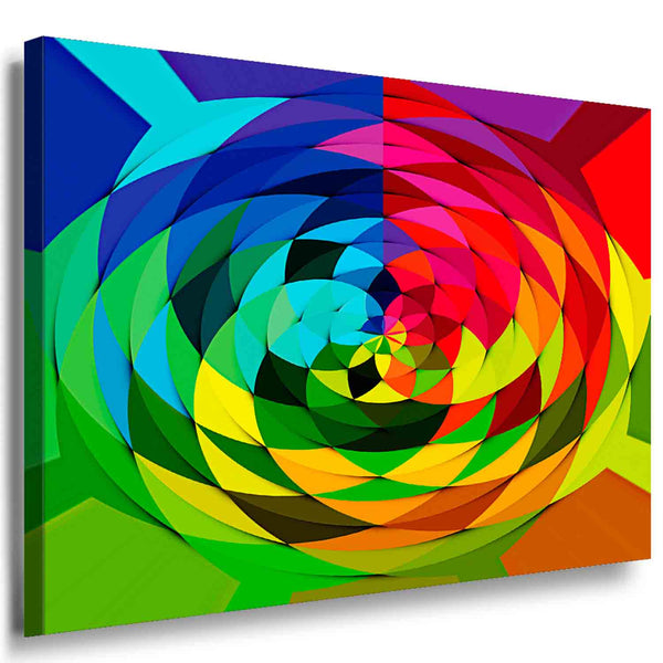 Regenbogen Spiral Leinwandbild – Abstrakte Wandkunst mit 3D-Effekt & Farbenkraft | Made in Germany von AK ART