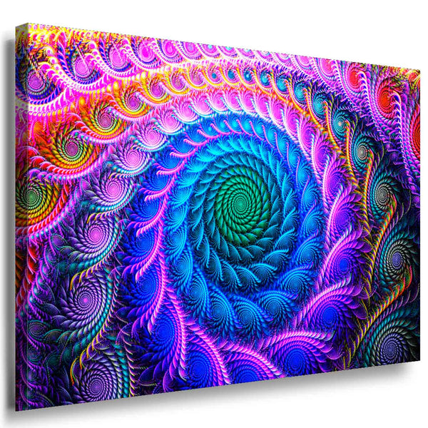 Psychedelisches Spiral-Leinwandbild – Abstraktes Kunstwerk mit buntem Fraktal-Muster & hypnotischer Wirkung | Made in Germany von AK ART
