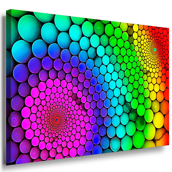 Kaleidoskop aus Farben – Abstraktes Kreismuster-Leinwandbild in Regenbogenoptik | AK ART