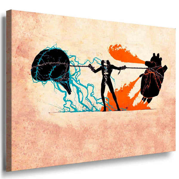 Herz vs Kopf Leinwandbild AK Art Bilder Mehrfarbig Wandbild  TOP XLL Abstrakt